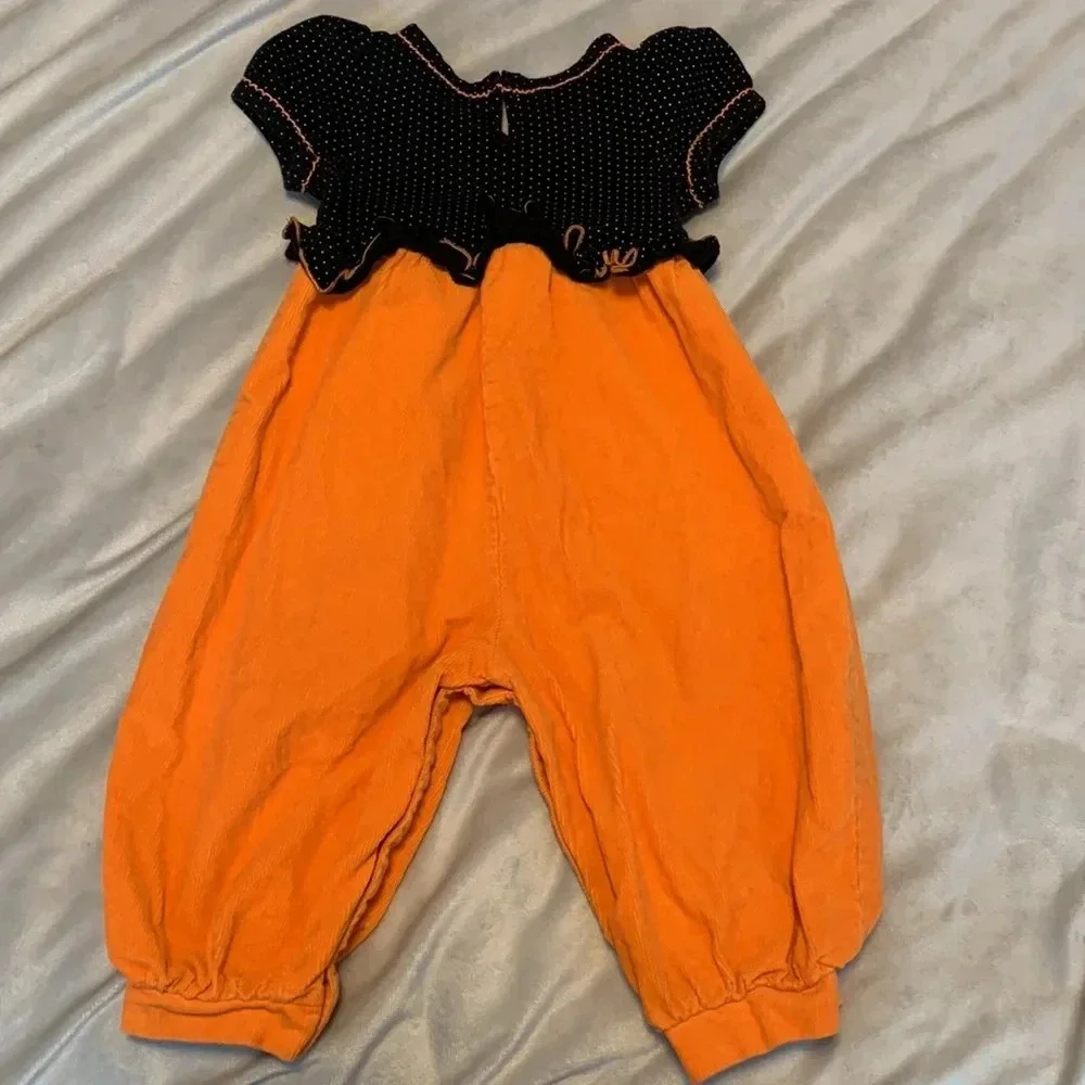 Halloween Bonnie Jean cat & Jack pumpkin cat & ghost rompers corduroy pumpkin 18